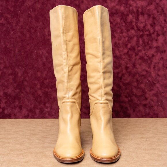 Vince Women Fabien Banana Leather Slip-on Fashion Round Tall Boots sz 6 - Picture 2 of 9